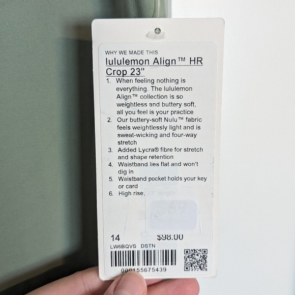 Lululemon NWT Align High Rise Leggings 23" Crop - Desert Green sz 14 - Picture 6 of 6